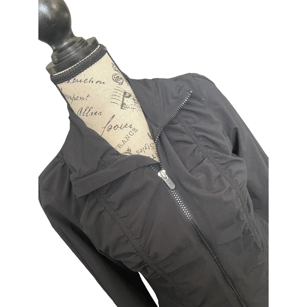 Fila Sport Black Zippered Jacket with ruched front detail